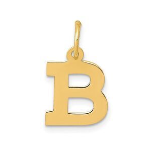 14k Yellow Gold, Amanda Collection, Small Block Initial B Pendant